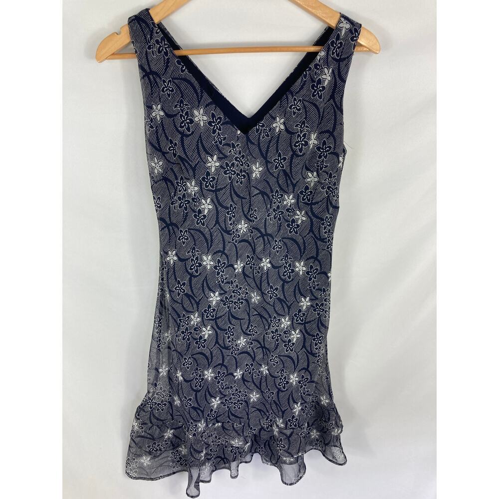 Scarlett Vintage Floral Print V Neck Sleeveless Dress Blue Size 7/8